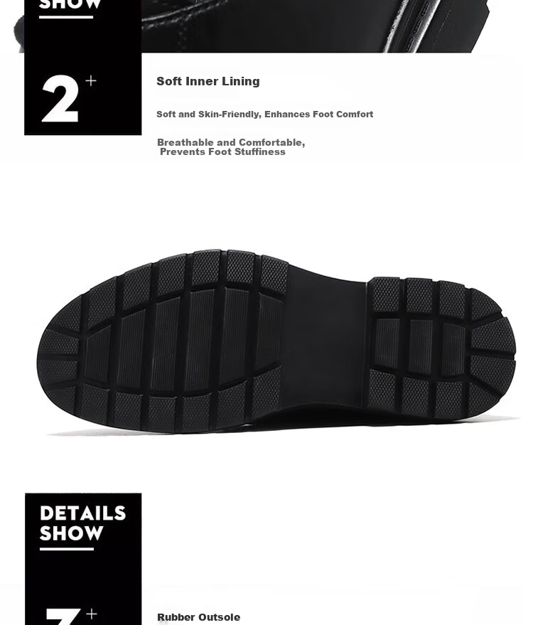 CALIFBULL Men's Leather Shoes Spring Summer Thick Sole Height Increasing Loafers Slip-On Lazy Business Casual Shoes Black Size 44 22