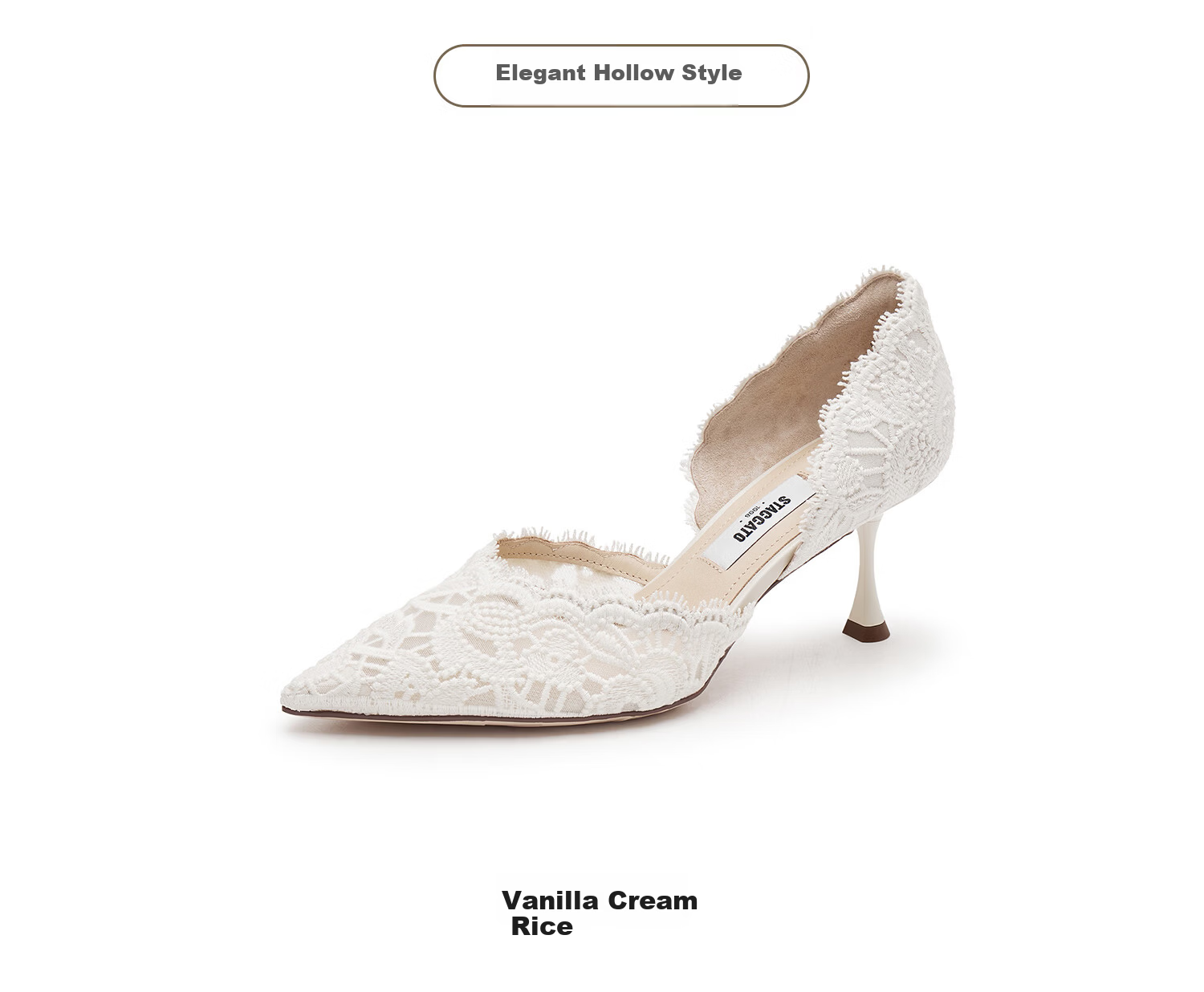 Skechers Yang Mi 2026 Spring Lace Island High Heel Women's Sandals ED334AK6 Sea Salt Rose Apricot Hollow Style Size 34 35