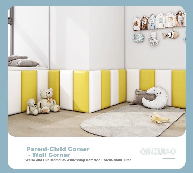 Watt-hour Tatami Soft Pack Wall Surround Children's Anti-collision Wall Sticker Kindergarten Anti-collision Pad 3D Thickened Light Green 20cm*50cm 21