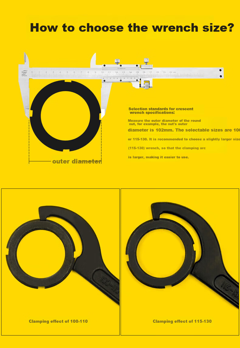 BOSI Hook Wrench Crescent Wrench Water Meter Cover Hook Wrench 135-145MM BS466122 9