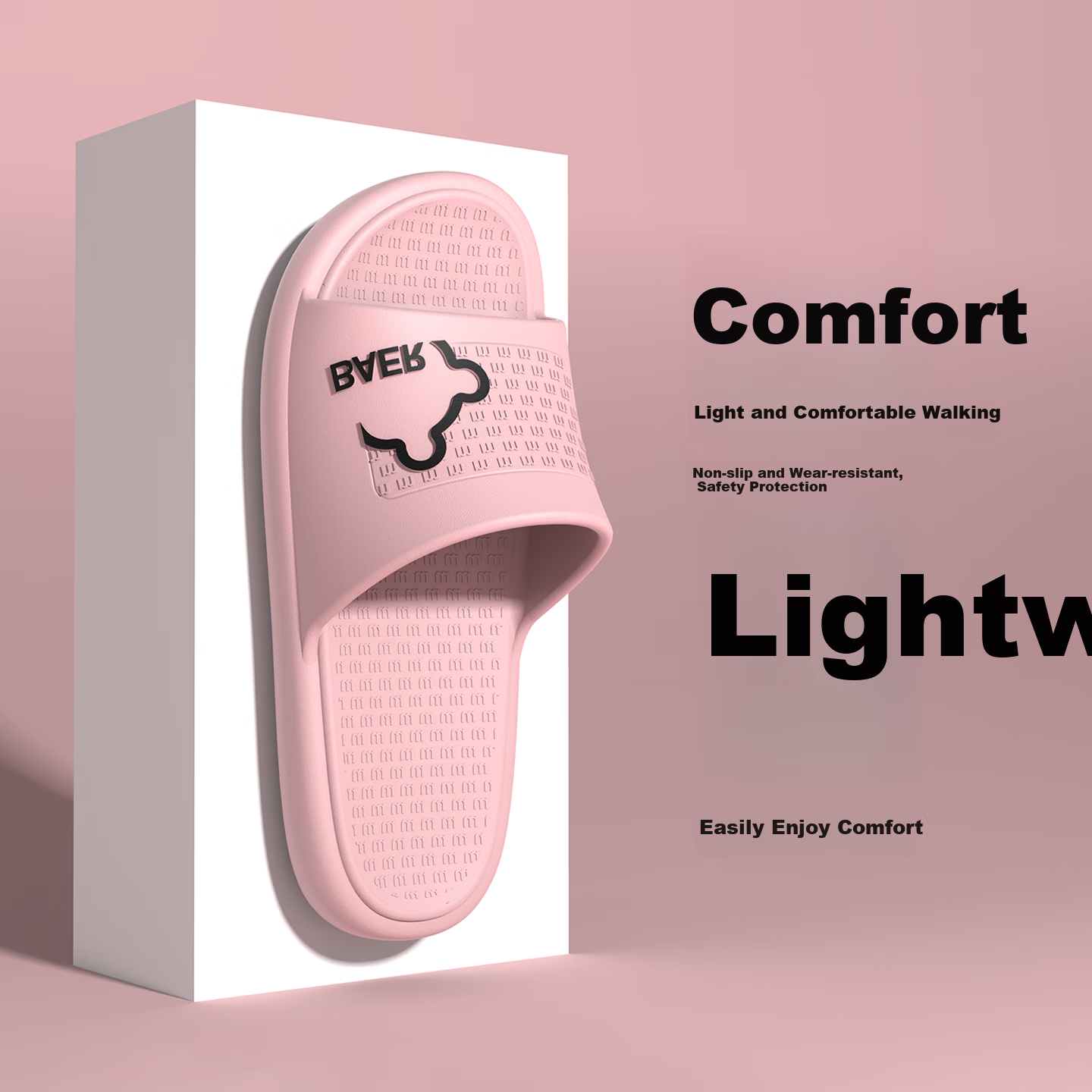 CXOCSI Women's EVA Soft Sole Indoor Silent Home Cloud Feel Shower Non-Slip Slippers Pink Size 36-37