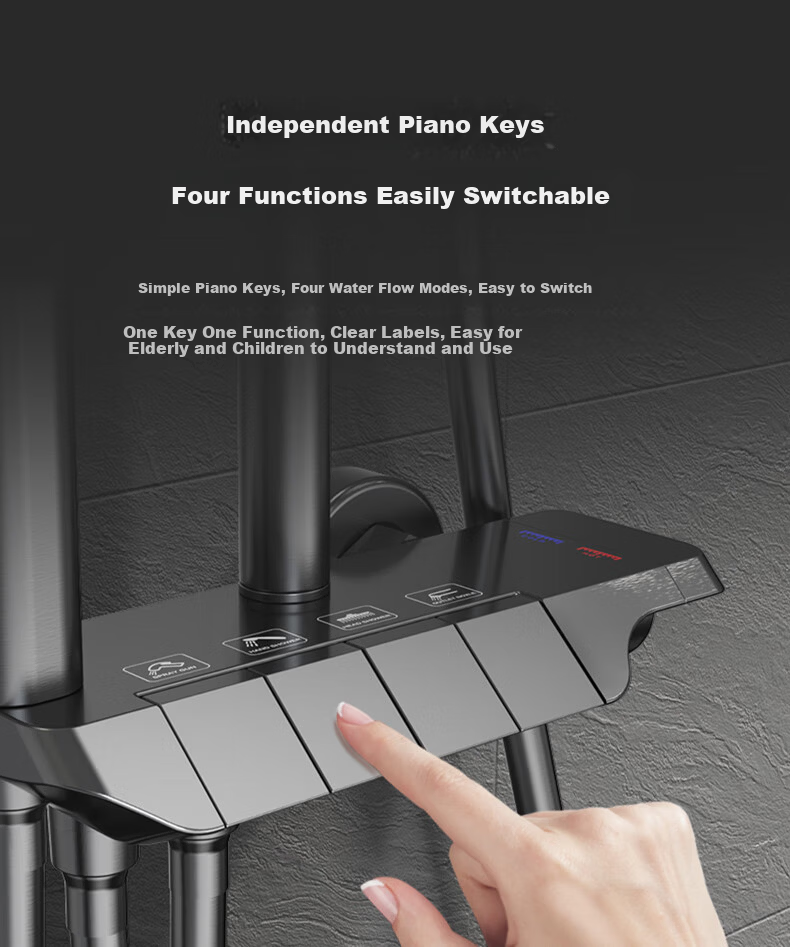 Micoe M3 Series Four-Function Piano Button Shower Set Household Bathroom Pressurized Shower Kit 5