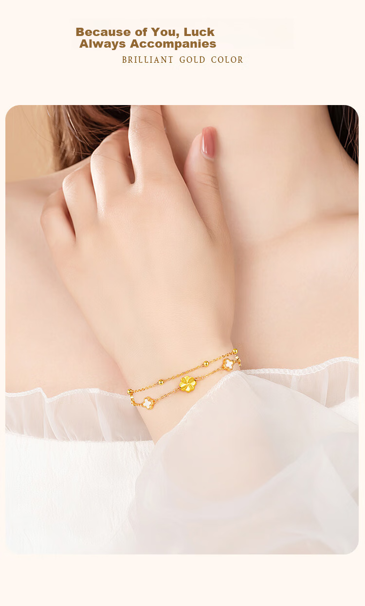 ALLOVE Four-Leaf Clover Gold Bracelet for Women 2026 New Luxury Birthday Gift for Girlfriend Wife 8