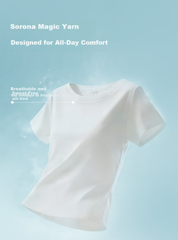 Semir Women's Short Sleeve T-Shirt 26 Summer Slim Fit U-Neck Loose Fit Round Neck Base Shirt 109326100001 7