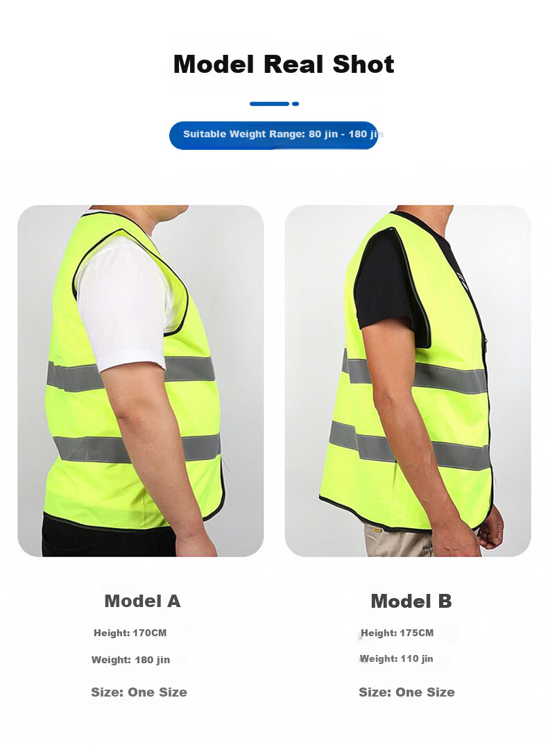Jiuchengu Reflective Vest/Reflective Workwear Safety Vest Sanitation Traffic Security Construction Reflective Jacket Four-Stripe Reflective Multi-Pocket Zipper Fluorescent Yellow 10