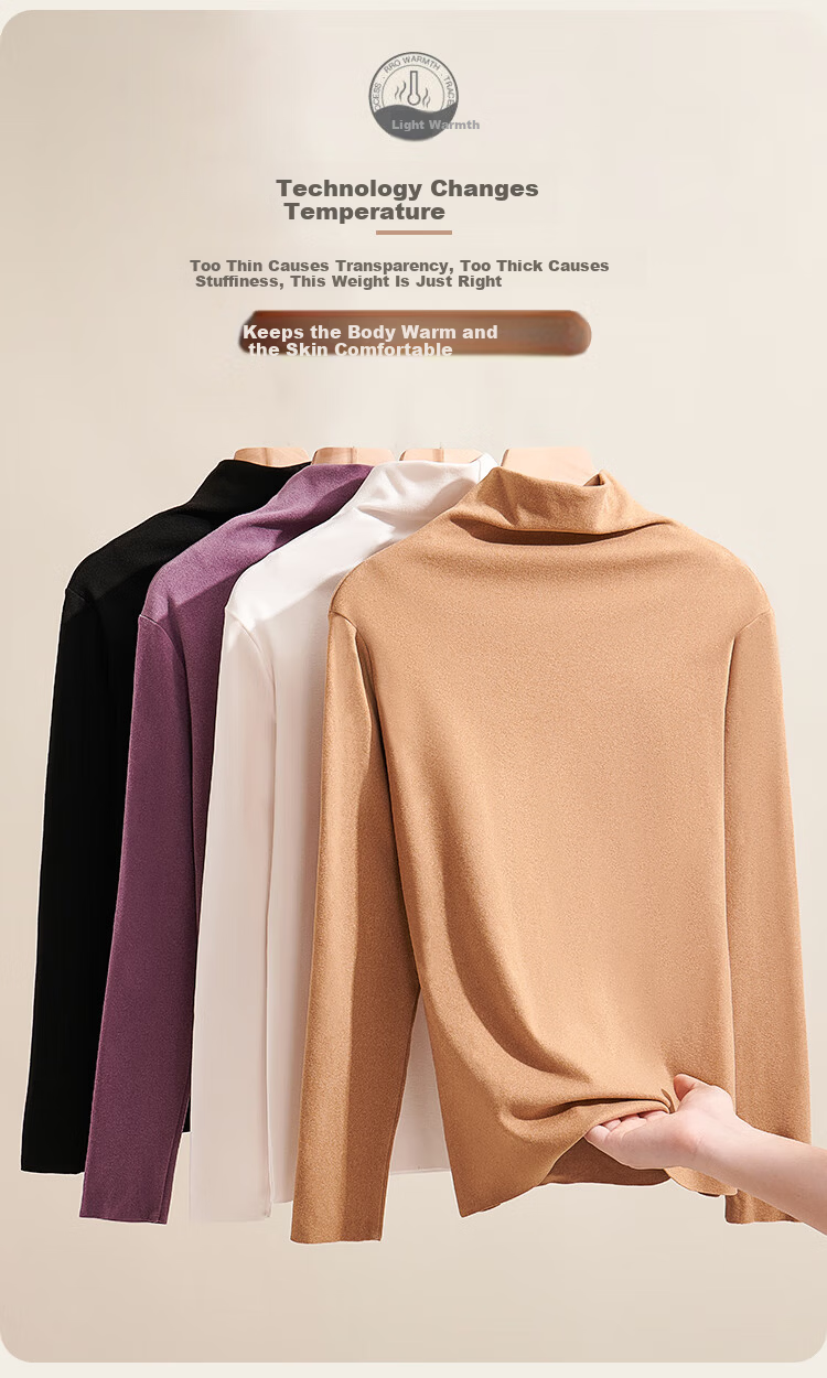 MiiOW New Women's Thermal Base Layer Autumn Winter Warm Innerwear Semi-High Neck Pink Purple XL 7