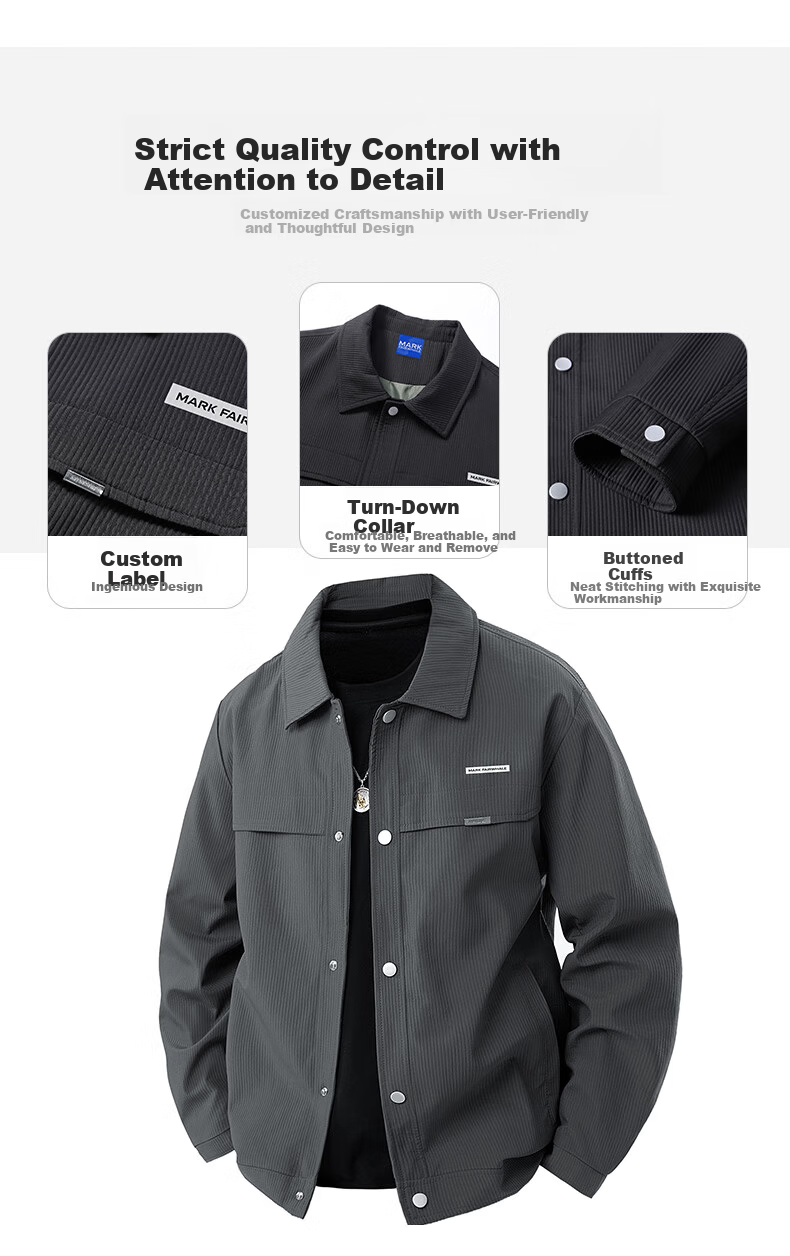 FAIRWHALE Men's Autumn Winter Padded Jacket 2025 Business Trendy Brand Turn-down Collar Autumn Coat 3XL Gray Padded Version 1