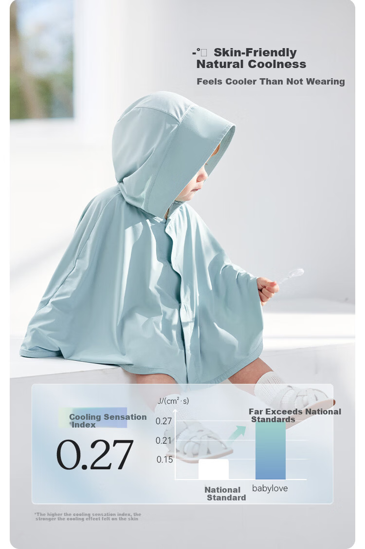 Babylove Baby Cloak Sun Protection Summer Cooling Unisex Hooded Cape Solid Color Thin Jacket 2