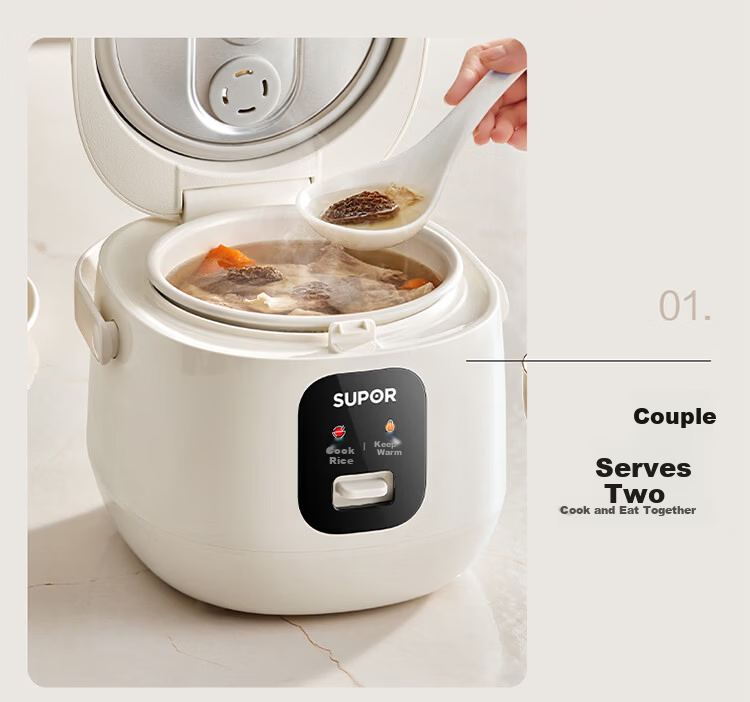 SUPOR Rice Cooker 1-2 People 1.6L Large Capacity Titanium Ceramic Non-Stick Inner Pot Mini Smart Multifunctional Micro Pressure Rice Cooker One-Key Keep Warm Quick Cook F16R1091 7