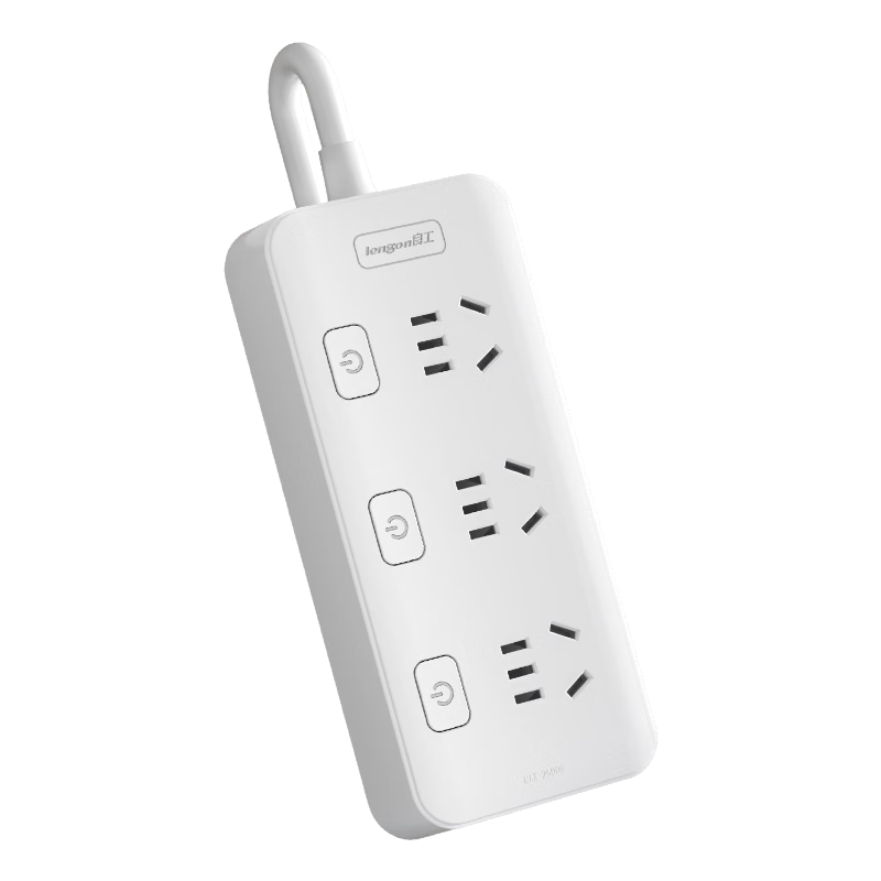 Lengon Power Strip with Individual Switches, 3 Outlets, 1.8 Meters Long, High Temperature Resistant, Safe And Energy-Saving, Extension Cord, Socket, for Office And Dormitory Use