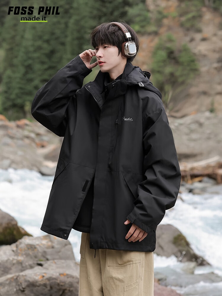 Foss Phil Men's Autumn Winter Outdoor Casual Loose Hooded Work Jacket FPJK1 Ivory 3XL 13