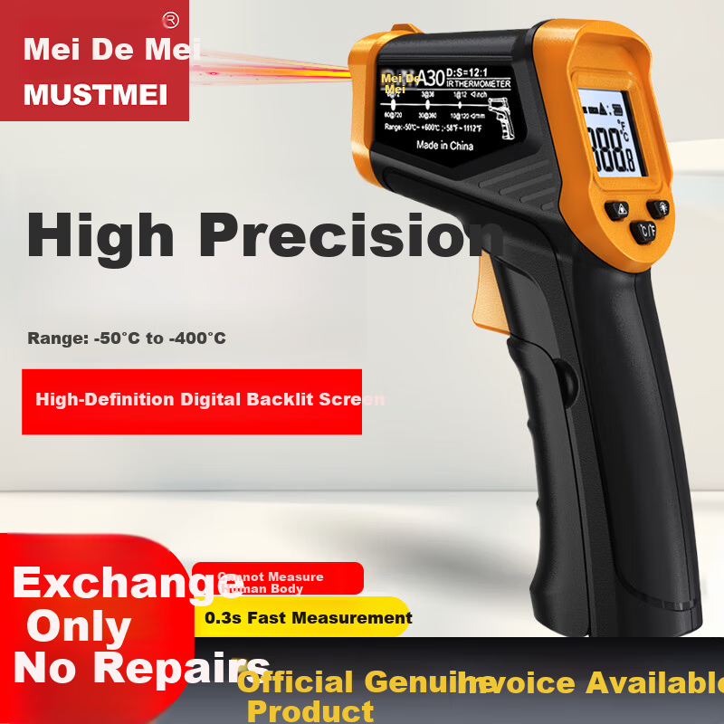 Meidemei Infrared Thermometer High-Precision Temperature Gun Industrial Kitchen Baking Oil Thermometer Water and Milk Thermometer A30