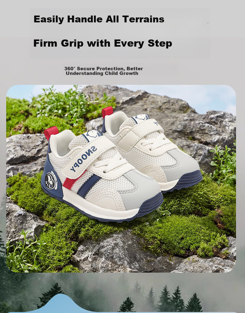 SNOOPY Kids Soft Sole Sports Shoes Baby Shoes Girls Versatile Trainer Boys Casual Shoes 0077 Gray/Blue Size 28 5