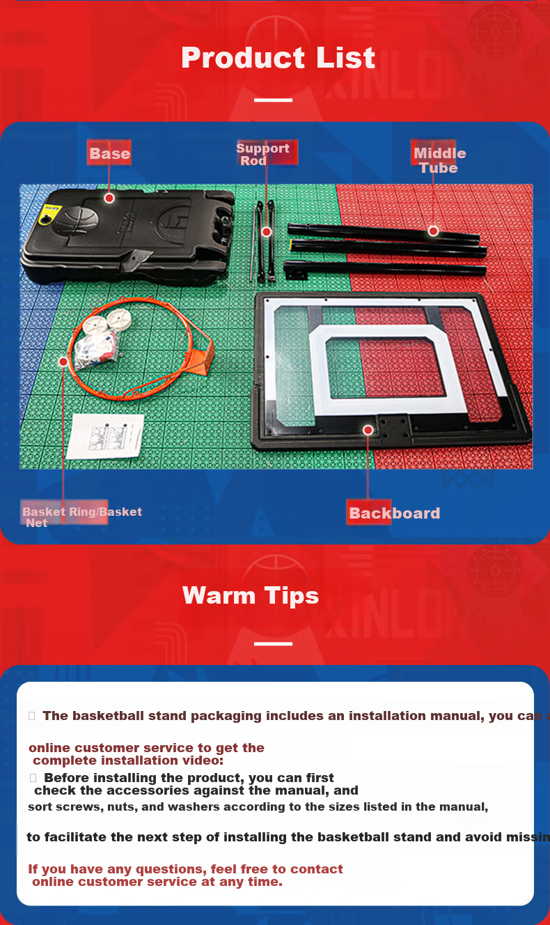 Jianlun [Same/Next Day Delivery] Children's Basketball Hoop Adjustable Portable Indoor Outdoor Home Basketball Stand 12