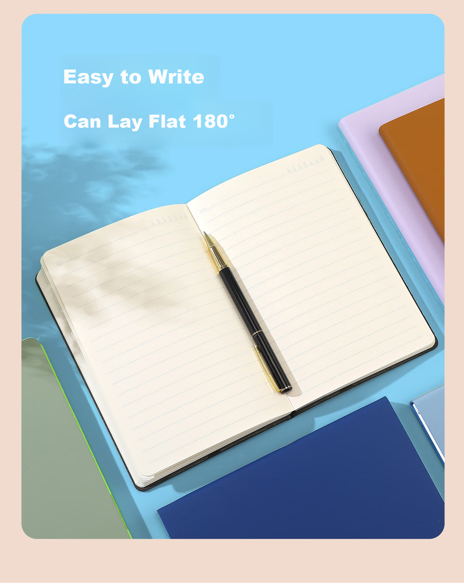Aohan Simple 200-Page Thickened A5 Sheepskin Cover High-Value Business Notebook Work Meeting Diary Student Customizable Logo Gift Box Single Mist Blue 10