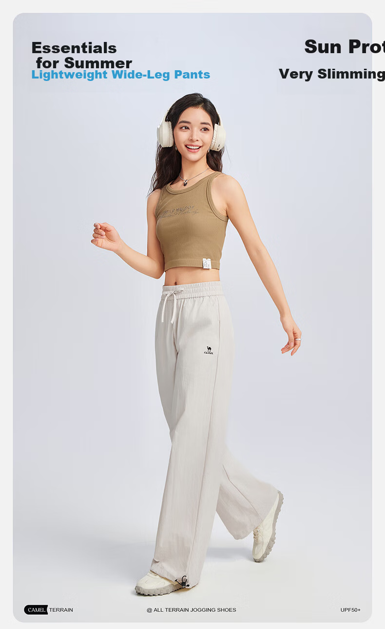 CAMEL Ice Cooling Roaming Sunscreen Women's Loose Wide-Leg Sports Pants C25BARLG057A Lavender Purple S 3