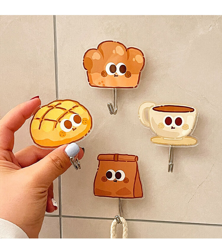 Fan Ye Acrylic Hooks 7-Pack Strong Load-Bearing No-Drill Adhesive Hooks for Bathroom Door Kitchen Wall Damage-Free Sticky Hooks 4