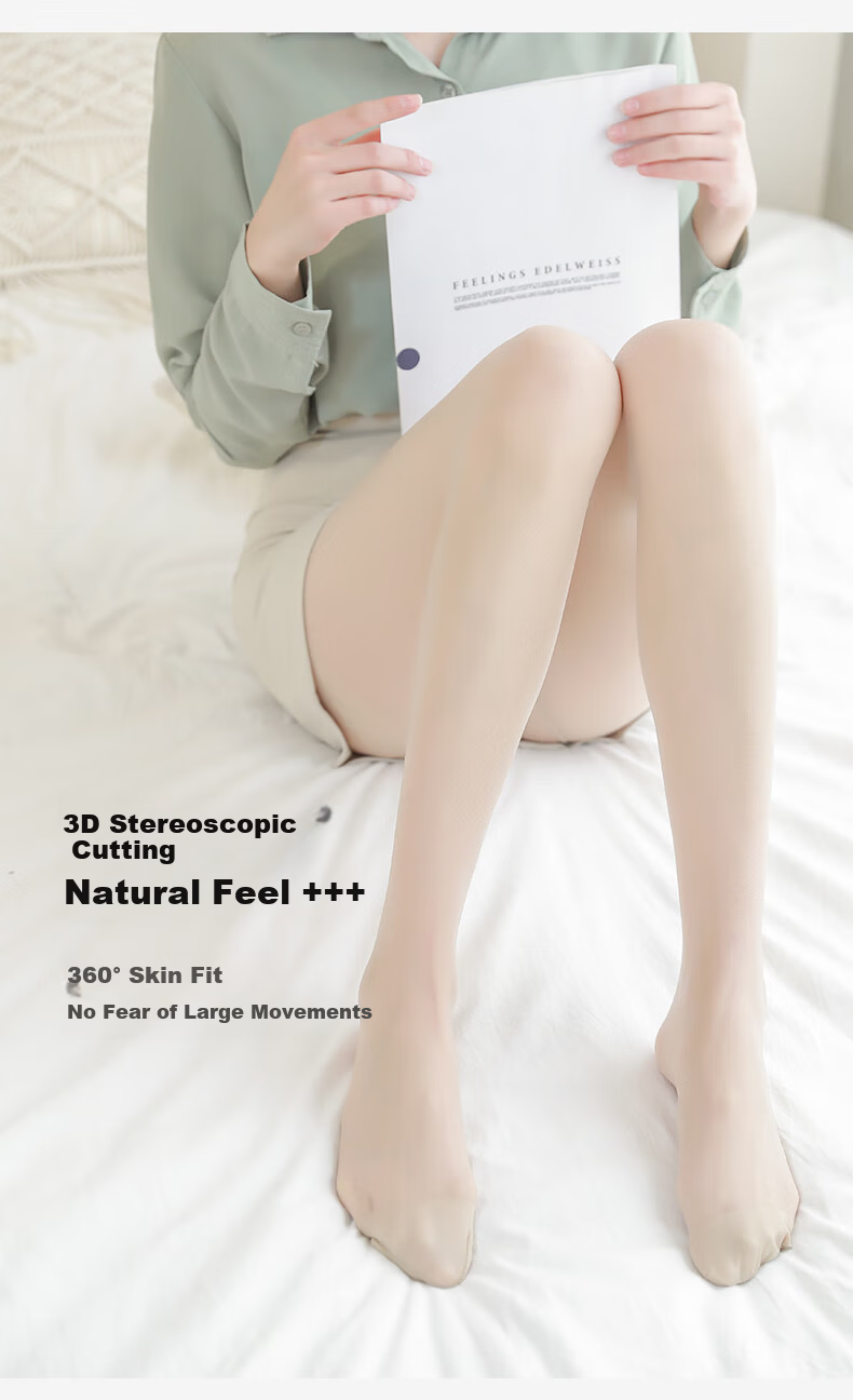 Langsha Women's Plus Size Thin Antibacterial Anti-Snag Long Sheer Pantyhose Nude Plus Size Tights for Spring and Summer 5