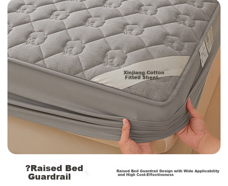 Hodo Class A 100% Xinjiang Cotton Pure Cotton Fitted Sheet 1.5x2m Mattress Protector Winter Quilted Bed Cover Elegant Gray 21