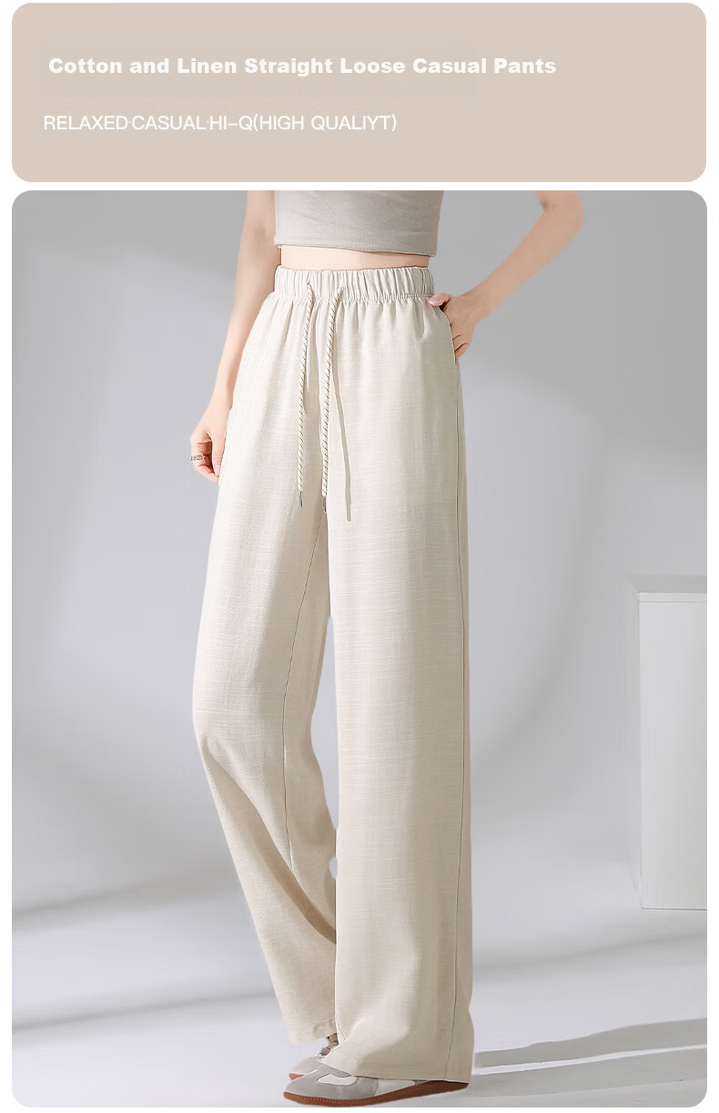 Miiow Lenzing Tencel Linen Wide-Leg Pants for Women Summer Loose Fit Spring Autumn Draped Casual Pants 2026 New Wrinkle-Resistant Model 2