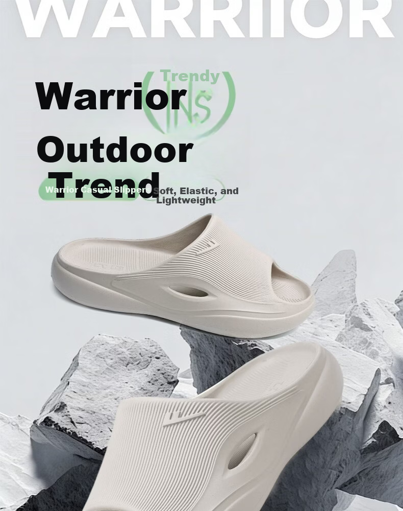Warrior Men's Slippers Indoor and Outdoor Deodorant Shower Non-Slip Sandals HL0737 Khaki Size 42-43 1