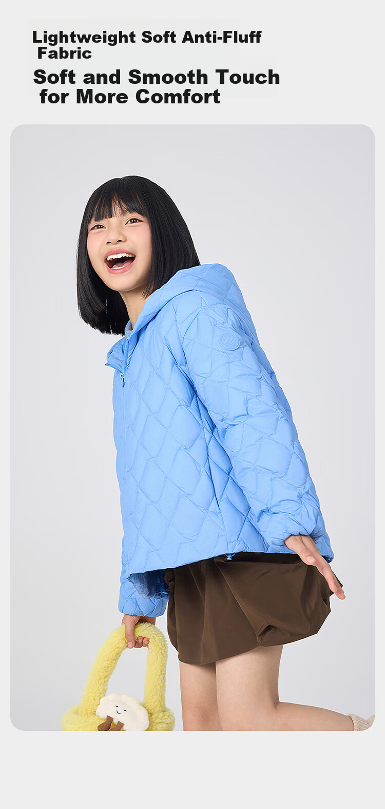 BOSIDENG Spring Autumn Down Jacket Unisex Kids 5A Antibacterial Four-Proof Fabric Loose Short Lightweight Hooded Coat 2