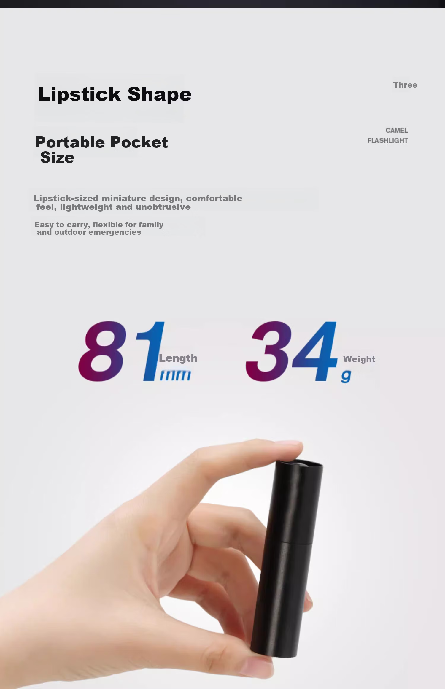 CAMELJEANS Mini Portable Flashlight, High Brightness, for Outdoor And Home Use, Rechargeable, Children's Model, 174BJ29627 4