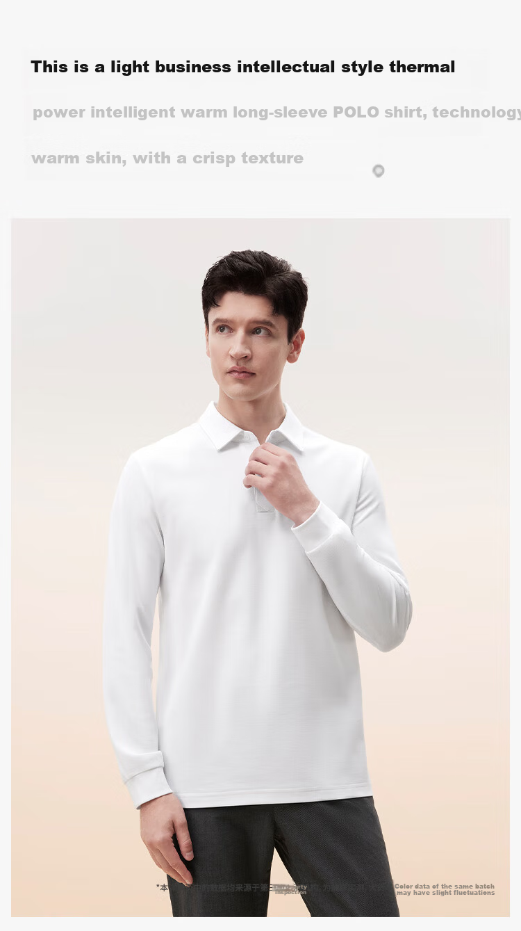 Thumb White Small T Long Sleeve Polo Shirt Spring and Autumn Men's Business Casual Versatile Top T-Shirt Navy Blue 2XL 1