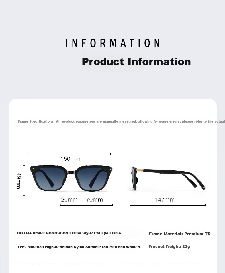 GOGOSOON New Small Frame Cat Eye Sunglasses Women Vintage High-End UV Protection Fashion Polarized Foldable Sunglasses Men 2