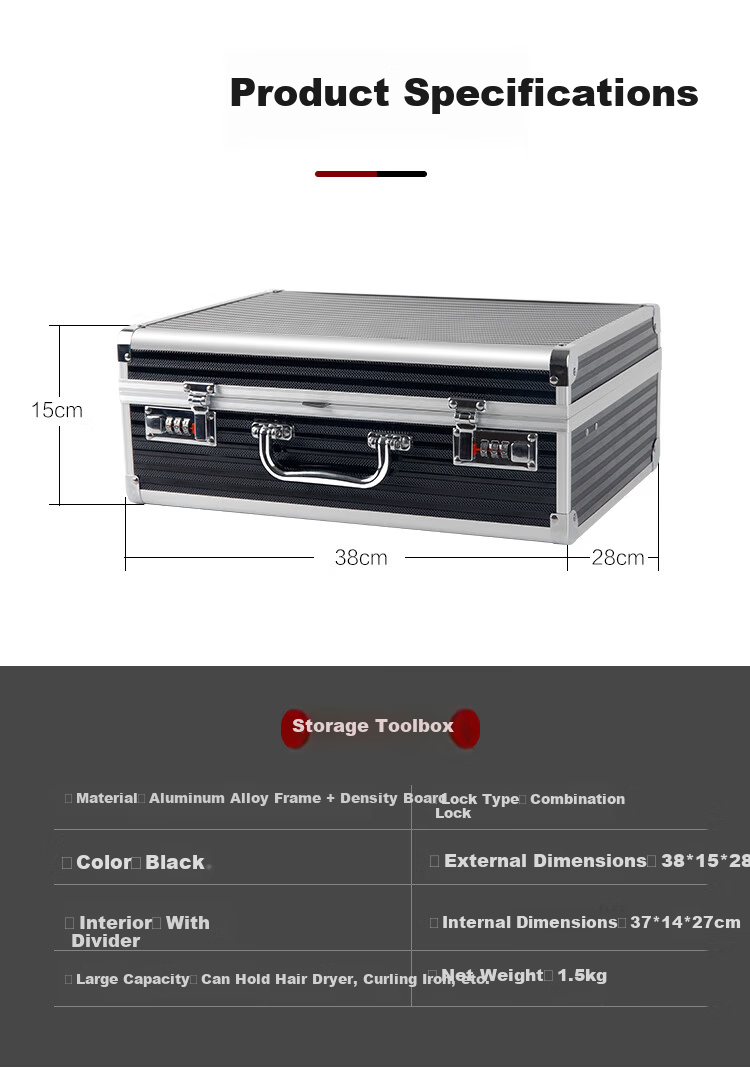 Honggong Multifunctional Hairdressing Toolbox Hair Stylist Barber Scissors Storage Case Portable Lock Box Black Version 4