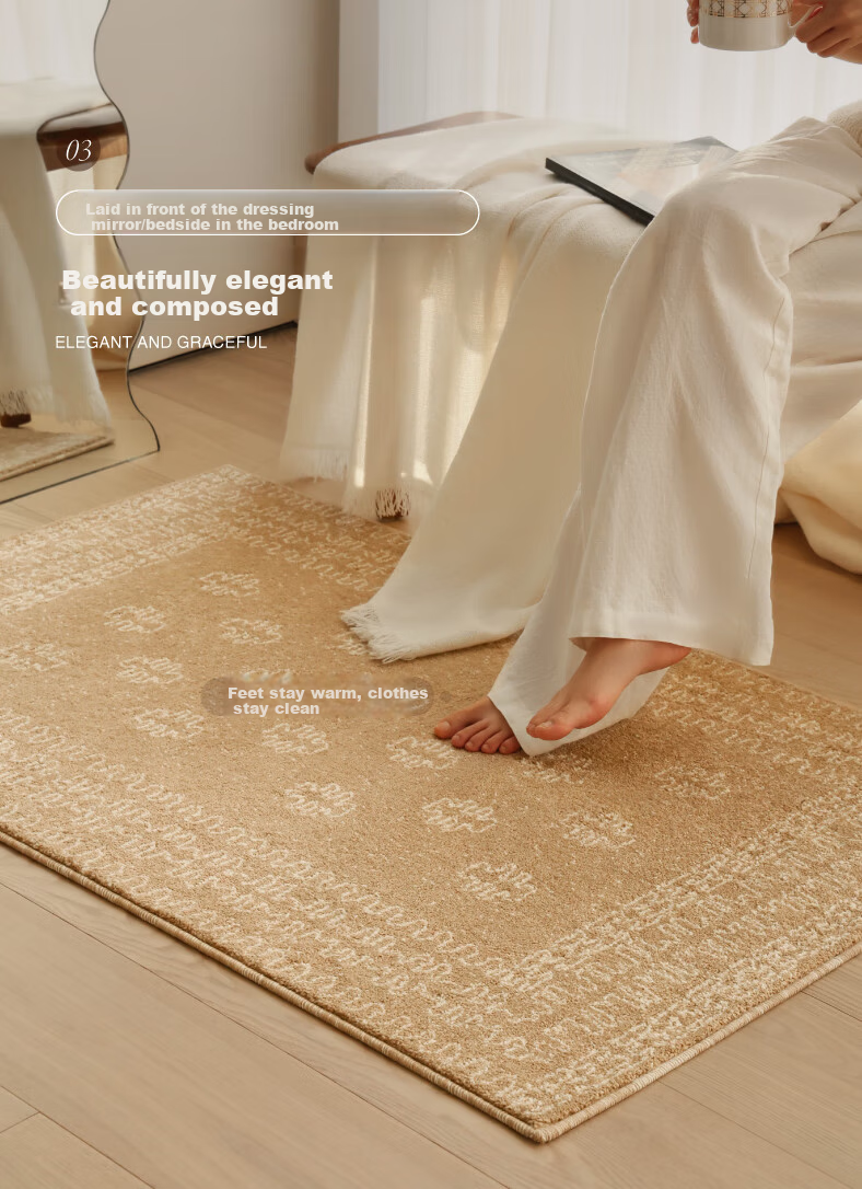 Saibosi Beautiful Champagne Gold Lucky Woven Entrance Mat, French-Style Non-Absorbent Hallway Doormat, Foot Mat for Entryway, 80X120CM 11