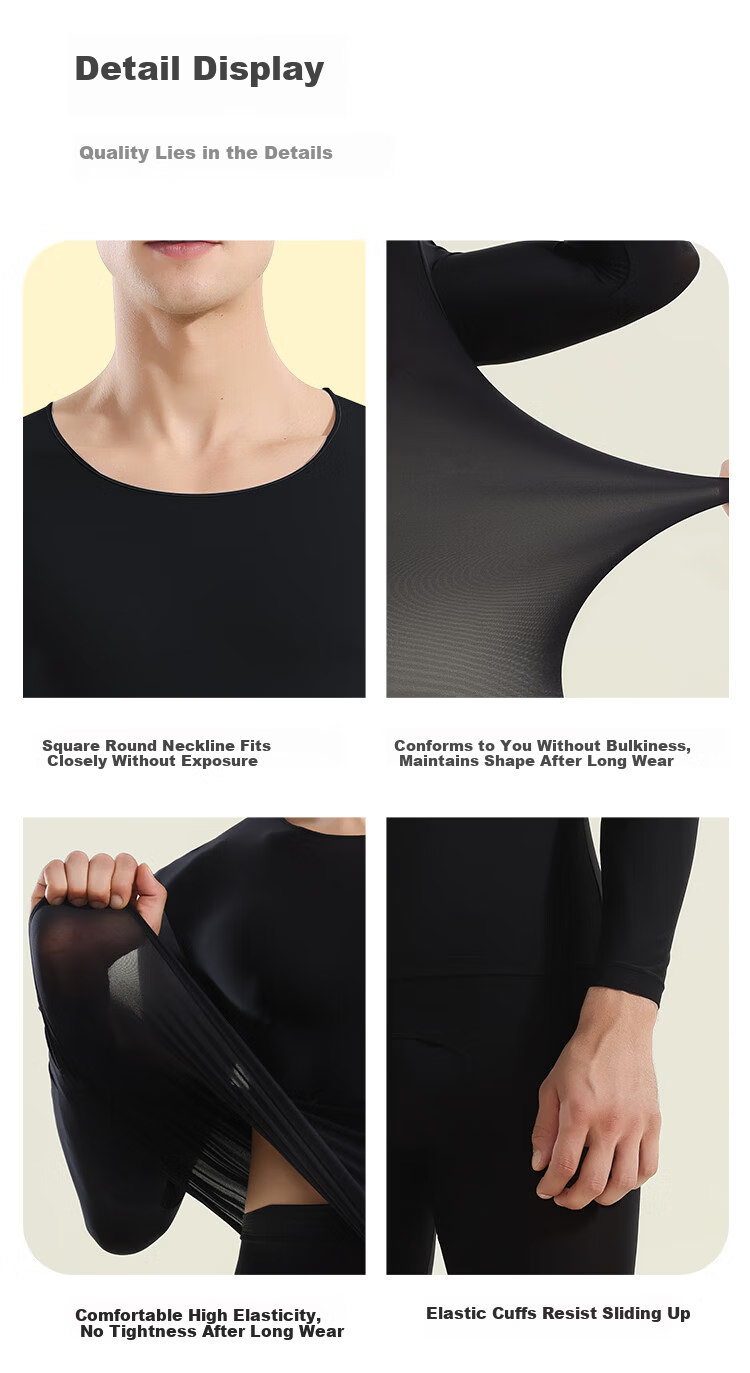 MiiOW Men's Hyaluronic Acid Moisturizing Thermal Base Layer High Elastic Ultra-Thin Seamless Skin Base Mask Warm Underwear 6