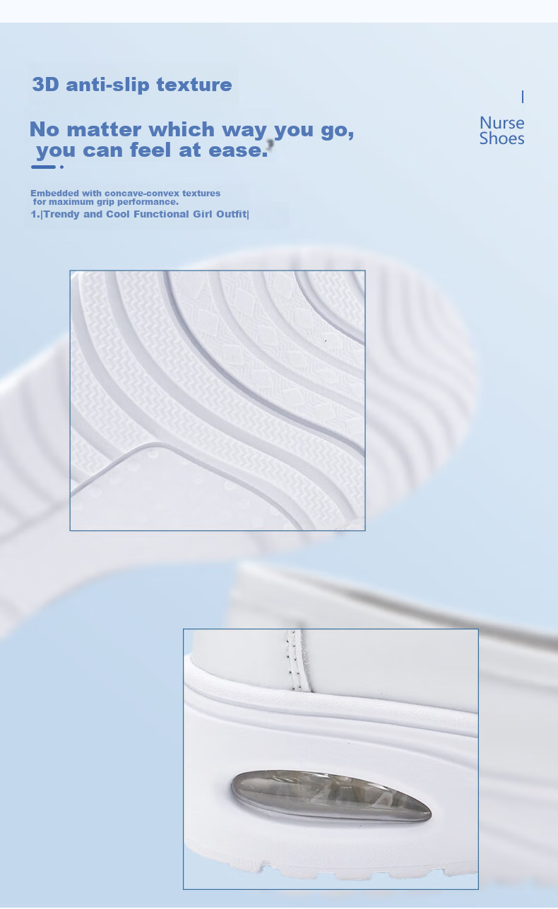 Feiying Cushion Nurse Shoes Women Soft Sole Breathable Hollow Anti-Fatigue Medical Work Shoes 2-6816 White Size 40 8