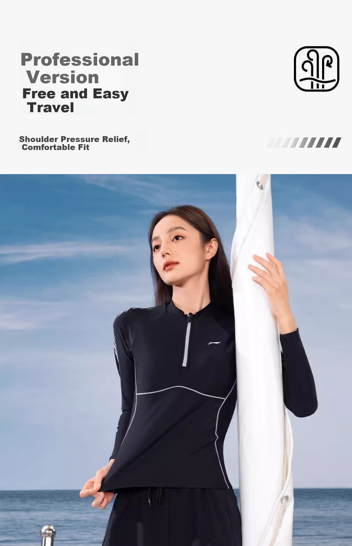 Li-Ning Snorkeling Jellyfish Suit Surfing Gear UV Protection Two-Piece Women's Long Sleeve Long Pants Quick-Dry Plus Size Swimsuit 12