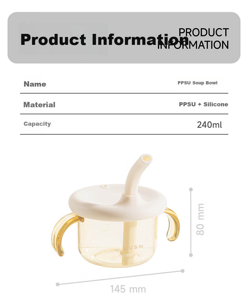 LUSN Slanted Cup PPSU Baby Water Bottle Slanted Cup Children's Training Cup Direct Drinking Cup Open Cup for Milk Drinking 1 Year 2 Years 8