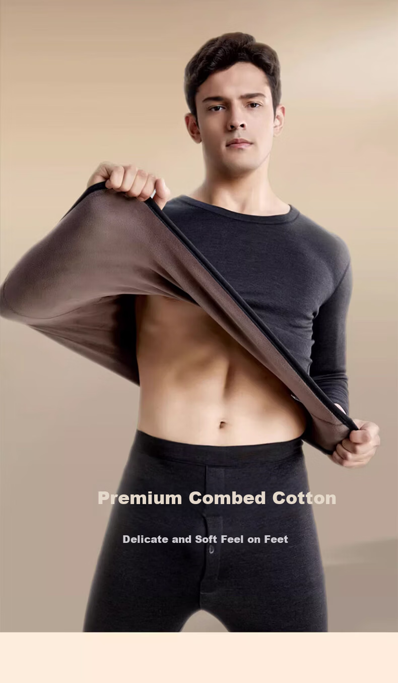 LangSha Men's Thermal Underwear Set Autumn Winter 26 New Thickened Fleece 7A Antibacterial German Velvet Heating Top and Bottom 10