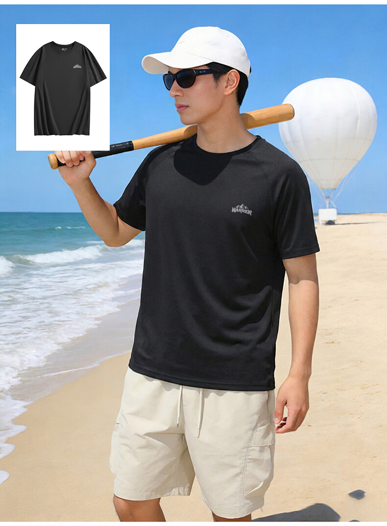 Warrior Men's Heavyweight Short Sleeve T-Shirt Summer Sports Loose Fit Trendy Tee 18