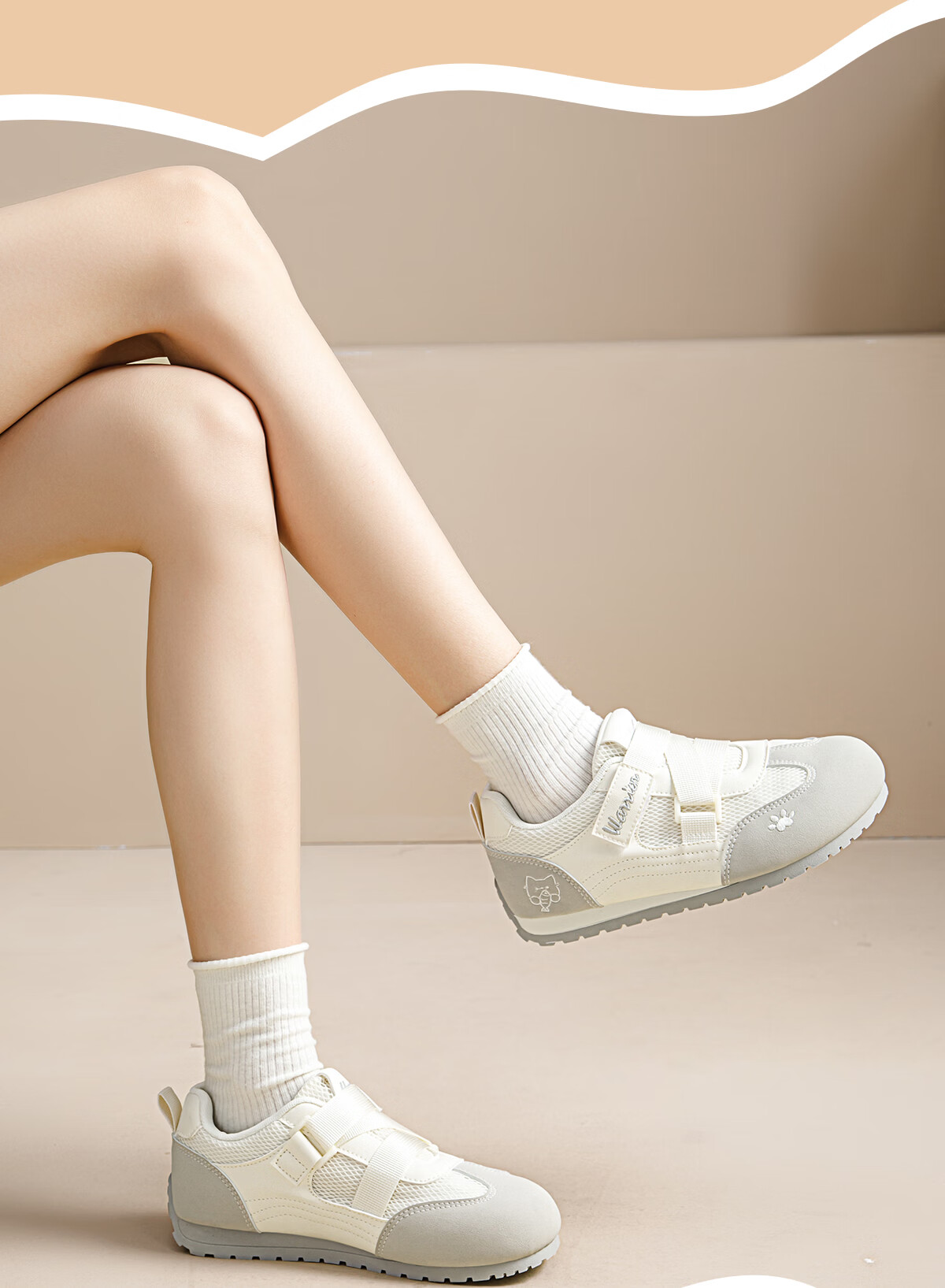 Warrior Mesh Women's Sneakers German Training Shoes New Summer Thick Sole Height Increasing Casual Velcro Sports Shoes Light Gray 37 5