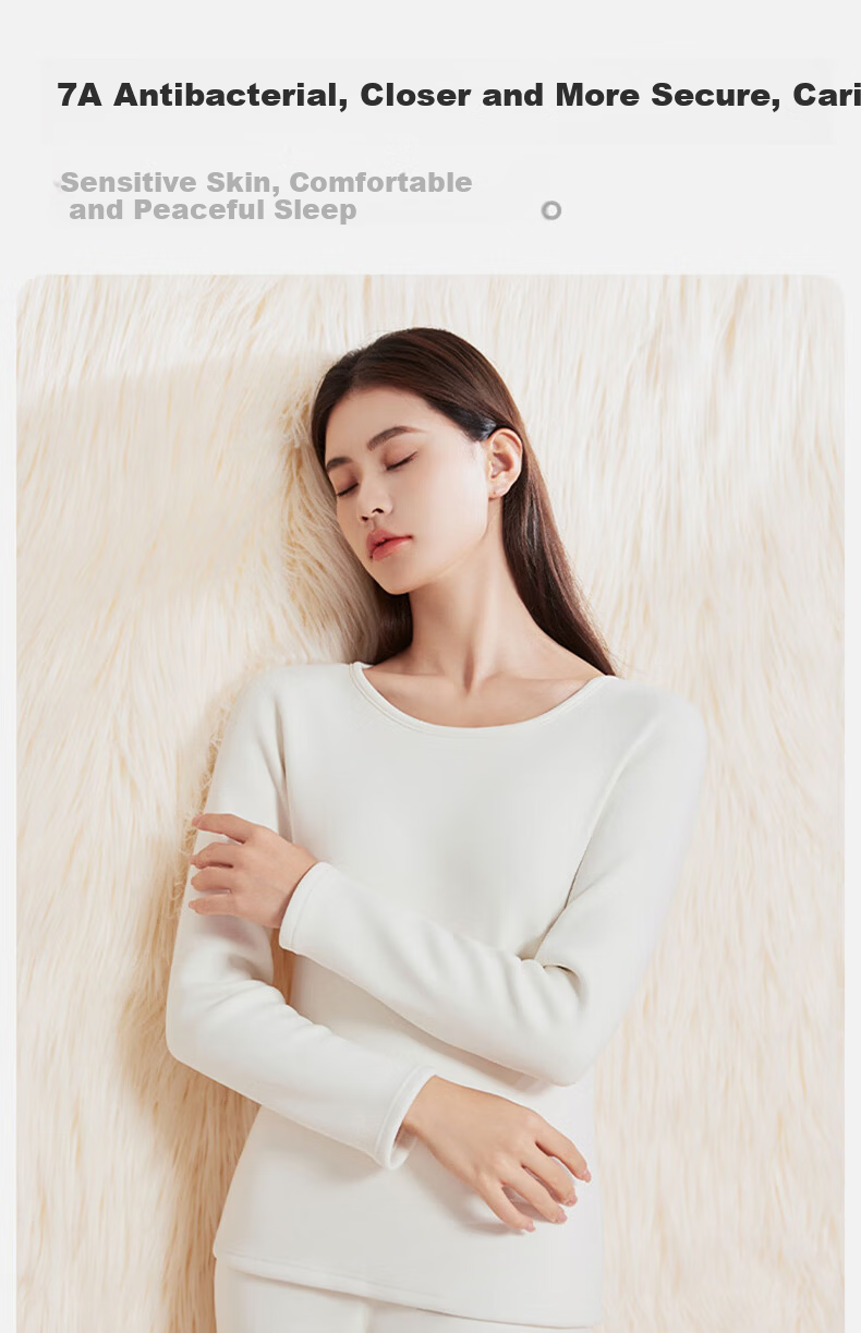 Miiow Women's Thermal Underwear Set Fleece Lined Thickened Wool and Silk Base Layer Autumn Winter Minus 40°C 18