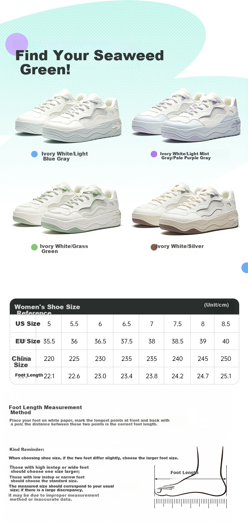 Anta Seagrass 3.0 Thick Sole Invisible Height Increase Classic Trendy Breathable Comfortable Soft Sole Shock Absorption Casual Sneakers 5