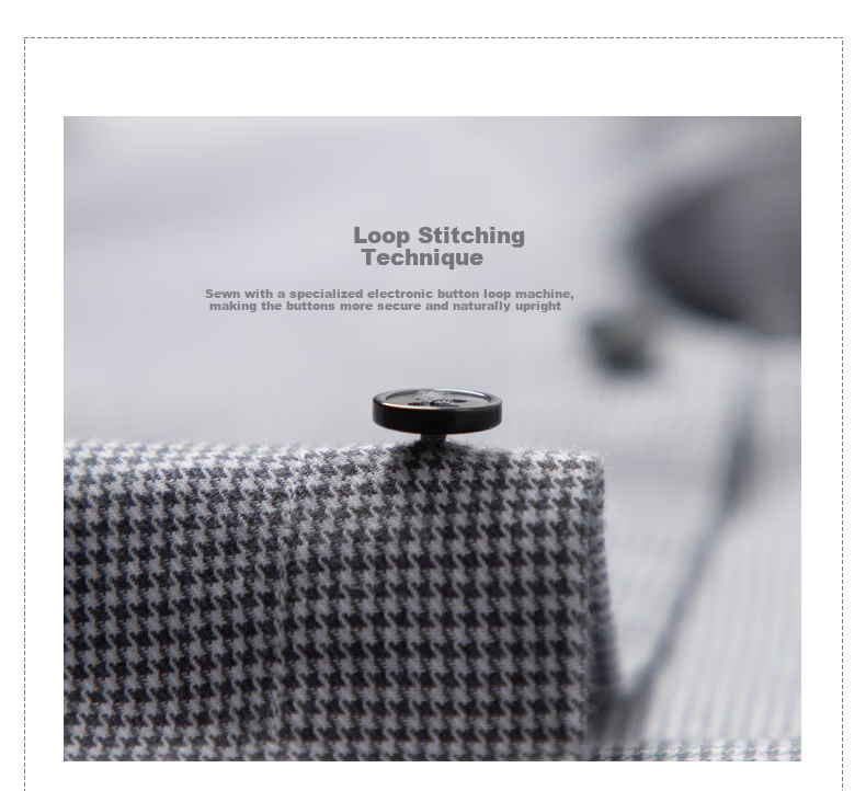 BLACKMONDAY Men's Houndstooth Cotton Brushed Long Sleeve Wrinkle-Resistant Business Casual Shirt 10