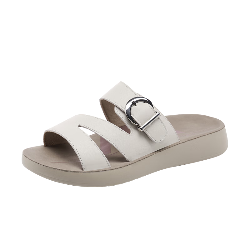 Red Dragonfly Women's Thick Sole Birkenstock Style Slide Sandals Soft Sole Non-Slip Beach Shoes WTK265081 Off-White Size 37