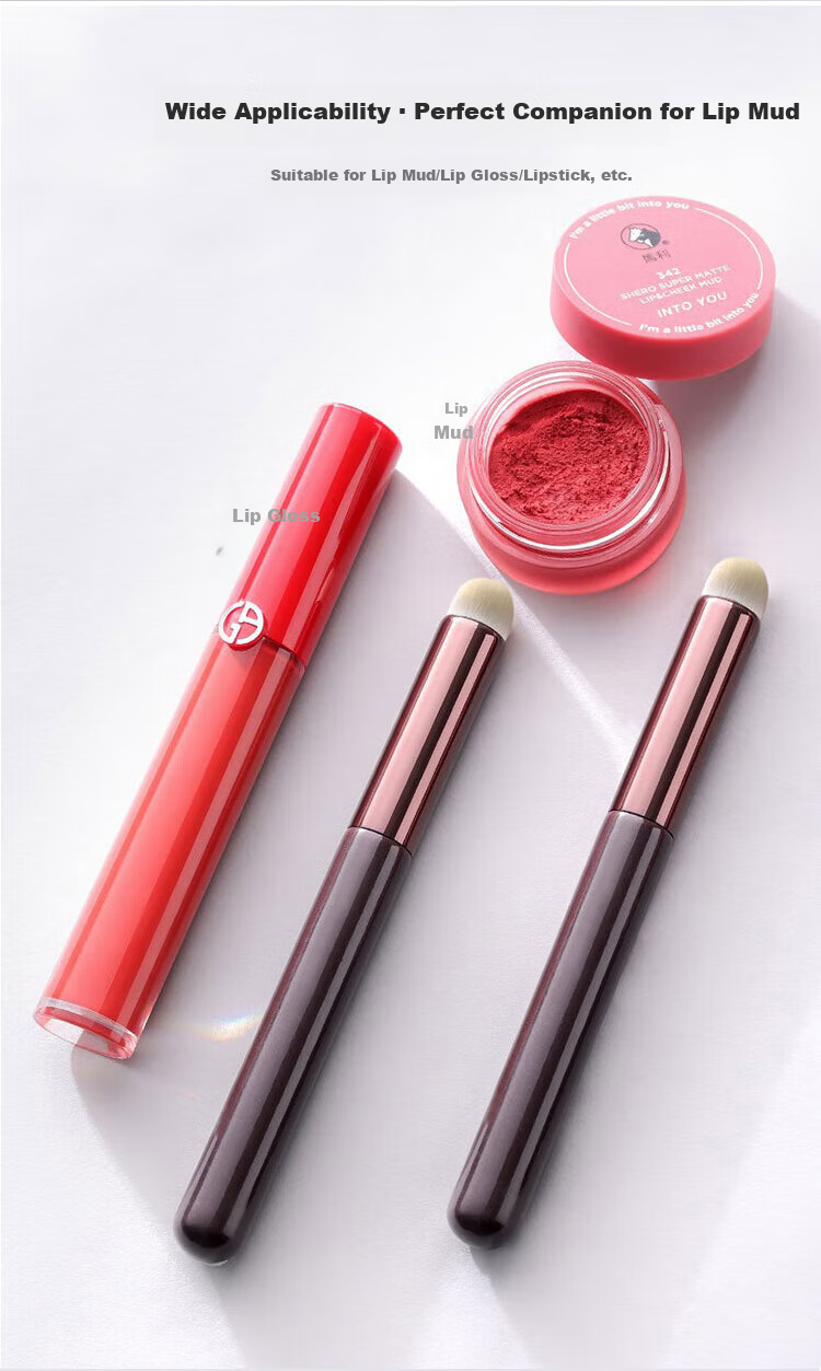 LiQing Round Head Gradient Lip Brush Set of 2 Multifunctional Concealer and Lip Makeup Brushes 7