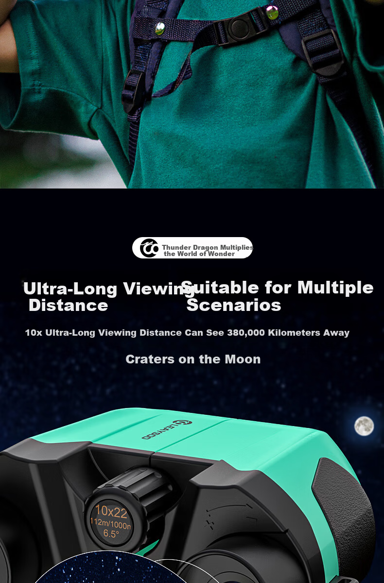 Leilong Yueying 10X22 Blue Children's Mini HD High-Power Binoculars Portable Kids Gift 2