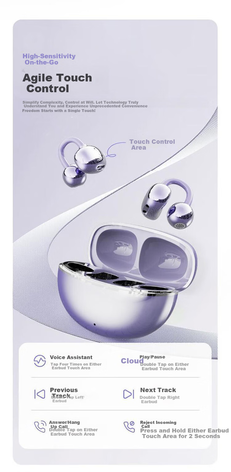 KOVL [2026 Latest Model | Berlin Voice] Bluetooth Headphones, Ear Clip-Style Bone Conduction Concept, Open Wireless Non-In Sports Running Gaming AI Noise Reduction for Men And Wome 15