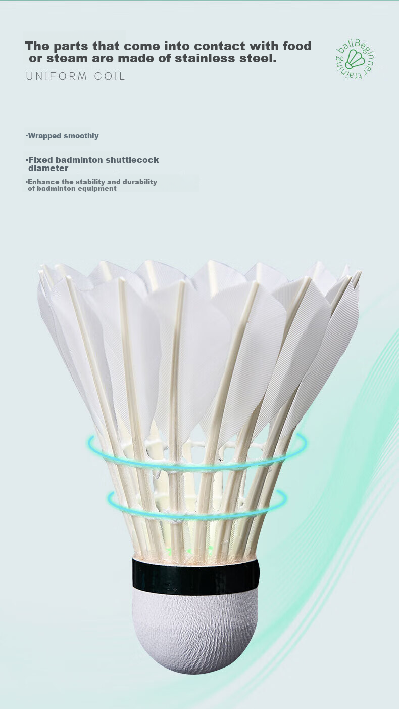 KUMPOO GD9 New Badminton Feathers 12-Pack Durable Stable Flight Goose Feathers for Competition and Training 3