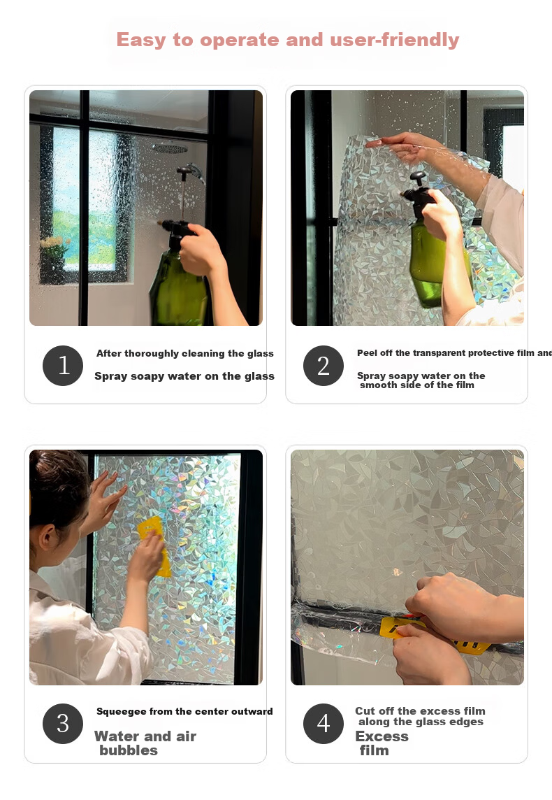 Xinuo Frosted Glass Sticker Translucent Privacy Window Film for Balcony Kitchen Bathroom Rainbow Glass Anti-Peeping Film 10