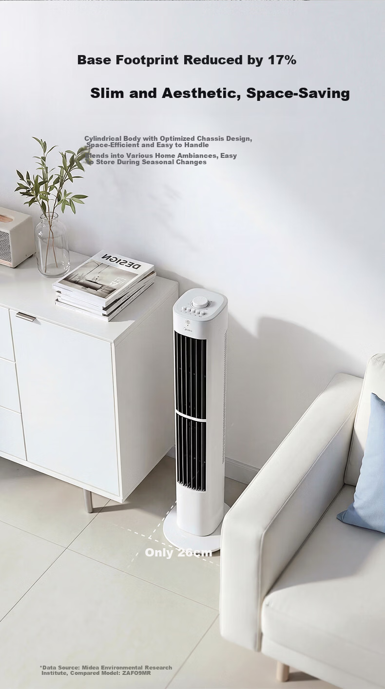 Midea [Mother and Baby Care] Dual Purification Bladeless Fan DC Inverter Quiet Tower Fan Voice Remote Control Floor Fan High Power Home Electric Fan AMS150J-GM 12