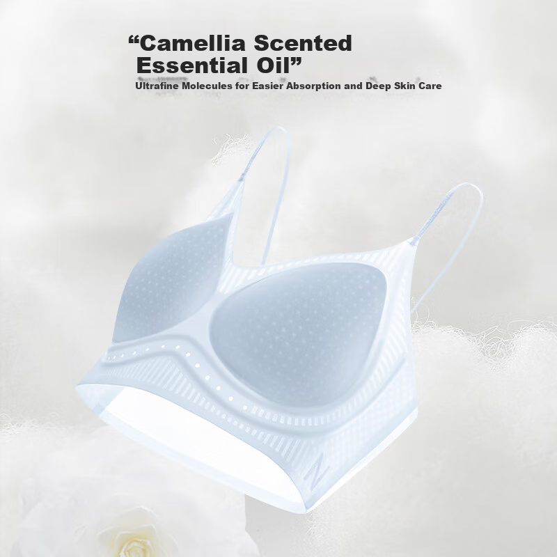 PBENO Women's Wireless Camellia Scented Push-Up Bra, Pink Beige, Size M (90-105 Jin)