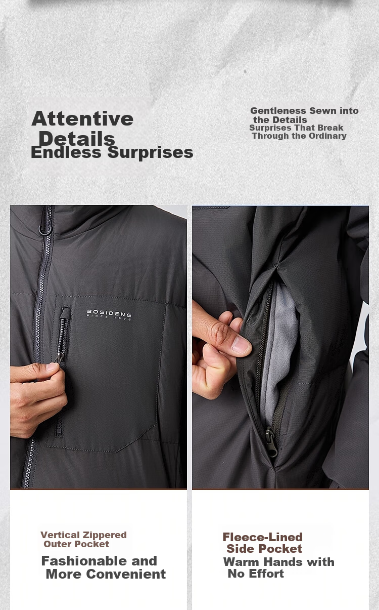 BOSIDENG Men's Off-Season 90% Down Thickened Stand Collar Loose Short Casual Warm Jacket Winter 10